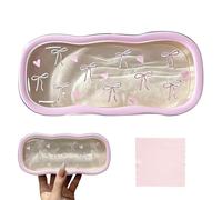 BelleVive Glasses Case Hard Shell, Clear, Pink Bow, Holder for Sunglasses & Reading Glasses