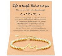 BelleVive Inspiring Gifts for Women, Gold Bracelet with Card, Through the Waves of Life, Life is Tough but So Are You, Encouragement Bracelet, Get Well Soon, Gifts for Friends