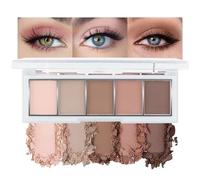 BelleVive Neutral Nude Brown Eyeshadow Palette Makeup, 5 Colours with Velvety Matte Finish, Cool Toned Nude Taupe Eyeshadows, Natural Everyday Makeup, Long-lasting, 02#