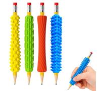 BelleVive Pack of 4 Textured Silicone Pencil Grips, Sensory Fidget Sleeves for Children and Adults, Ease ADHD and Autism Anxiety, Quiet Fidget Tool