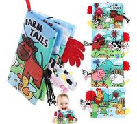 BelleVive Sensory Baby Books 0-6 Months, Soft Fabric Baby Toys for Prone Position 3-6-12 Months, Gifts for Newborns, Boys, Touch and Feel Crinkle Books