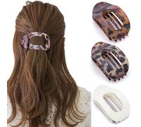 BelleVive Set of 3 Flat Hair Clips for Thick Hair, Round Lay-Down Claw Clips for Women, Robust Duckbill Hair Clips, Large Clips for Styling and Sectioning, Style 3