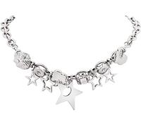 BelleVive Silver Star Pendant, Chunky Necklace, Star Punk Y2K Rave Outfit, Jewellery Accessories, Necklaces, Stainless Steel Necklace, Punk Y2K Aesthetic Jewellery for Girls and Women