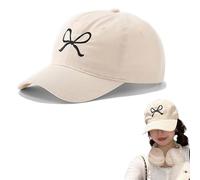 BelleVive Trendy Baseball Cap with Bow Tie for Men and Women, Y2k Adjustable Fashion Sun Hat with Peak for Hiking and Travel, Classic Cotton Hat with Low Profile, Beige, Wheat colours, Large