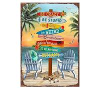 BelleVive Vintage Poster, Summer Beach Canvas Print Surfboard, Humorous Garden Decoration, Surfing Gift, Sign for Humorous Wall Art Poster, For Home Office Wall Decoration