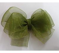 Belleza Crafting with Creativity Green Color Organza Bow Hairclip (Pack of 1)