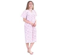 BELLEZZA BABE Cotton Blend Hospital Gown, Open Back, 42" Long Incontinence Patient Gowns Comfortably Fits Sizes up to 30 (Pink, 8-10)