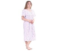 BELLEZZA BABE Cotton Blend Hospital Gown, Open Back, 42" Long Incontinence Patient Gowns Comfortably Fits Sizes up to 30 (Lilac, 24-26)