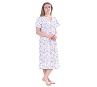 BELLEZZA BABE Cotton Blend Hospital Gown, Open Back, 42" Long Incontinence Patient Gowns Comfortably Fits Sizes up to 30 (Blue, 8-10)