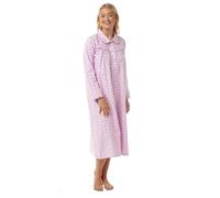 BELLEZZA BABE Ladies Brushed Cotton Warm Wyncette Nightdress, Polka Dot Print, Sizes 8-26 (Pink, 8-10)