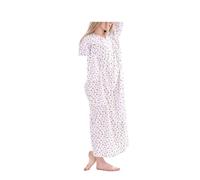 BELLEZZA BABE Ladies Cotton Floral Button Round-Neck Long Nightdress, Soft Touch Short-Sleeve Nighties 7250 (Taupe, XXL)