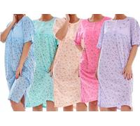 BELLEZZA BABE Ladies Floral Nightdress, Cotton Blend, Short Sleeve, Button Front (MINT, XXL)