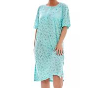 BELLEZZA BABE Ladies Floral Print Cotton Nightdress, Short Sleeve, Button Front (MINT, XXL)