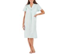 BELLEZZA BABE Ladies PolyCotton Nightdress, Short Sleeve V-Neck, Broderie Anglaise, Knee Length Nightie (GREEN, 14-16)