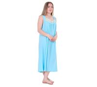 BELLEZZA BABE Sleeveless Nightdresses for Women Ladies Soft Cotton Nighties Lace Nightgown Chemise Sexy Nightwear (Turquoise, XL)