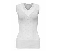 BELLEZZA BABE Womens 100% Cotton Thermal Textured Pattern, White, Made In UK (Built Up V Neck Spencer, XXL)