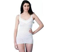 BELLEZZA BABE Womens 100% Cotton Thermal Textured Pattern, White, Made In UK (French V Neck Long Vest, XL)