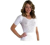 BELLEZZA BABE Womens 100% Cotton Thermal Textured Pattern, White, Made In UK (Short Sleeve Round Neck, XXL)