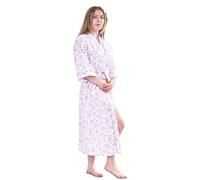BELLEZZA BABE Women's Floral Poly-Cotton Wrap Robe Dressing Gown Night Dress, Sizes 10-30, with Pockets (Lilac, 24-26)