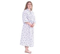 BELLEZZA BABE Women's Floral Poly-Cotton Wrap Robe Dressing Gown Night Dress, Sizes 10-30, with Pockets (Blue, 20-22)