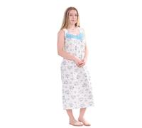 BELLEZZA BABE Womens Nightwear 100% Cotton Sleeveless Long Nightdress Lace Nightwear Soft Lingerie (Blue, XXL)