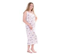 BELLEZZA BABE Womens Nightwear 100% Cotton Sleeveless Long Nightdress Lace Nightwear Soft Lingerie (Lilac, XL)
