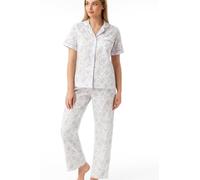 BELLEZZA BABE Women's PolyCotton Nightgown, Ladies Floral Print Comfortable Nightie Nightwear (Short Sleeve PJ Set, 10-12, Lilac)