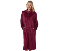 BELLEZZA BABE Women's Robe Soft Fleece Embossed Full Zip Dressing Gown Nightwear (Rose, 22-24)