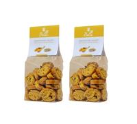 Belli Italian Savoury Cantuccini Biscuits | Gourmet Artisan Snacks from Tuscany | Crunchy Salted Biscotti for Cheese & Appetisers | 150g x 2 Packs (Tumeric and Pumpkin)