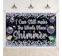 Bellicremas I Can Still Make The Whole Place Shimmer Backdrop Silver and Black Disco Music Background for Girls Birthday Women Singer Fans Party Decors Music Lover Banner with Copper Grommet