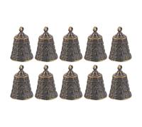 BELLIFFY 10 Pcs Vintage Brass Bell Pendants Buddhist Scripture Small Bell DIY Craft Wind Chime Accessories for Home Decor and Meditation