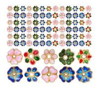 BELLIFFY 100pcs Cloisonne Enamel Flower Bead Caps Colorful Metal Spacer Charms for DIY Bracelet Necklace Earring Making Vintage Floral Filigree End Spacers