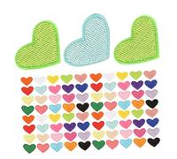 BELLIFFY 100pcs Heart Embroidered Sewing Patches for Clothes and Accessories Iron Applique Repair for Jackets Backpacks Shoes DIY Decoration Versatile and Embroidery Appliques