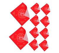 BELLIFFY 100pcs Wax-Dyed Red Xuan Paper with Gold Accents for Chinese Year Couplets Spring Festival Calligraphy Rice Paper Squares for Fu Character Writing and Door Decorations