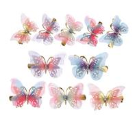 BELLIFFY 10pcs Butterfly Hair Clips for Girls Small Non-slip Hairpins in Pink Green Blue Purple Red Yellow Purple Orange Cute Hair Accessories for Kids