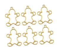 BELLIFFY 10pcs Christmas Jewelry Pendant Frames Open Back Bezels Alloy Thick Metal Borders Gingerbread Man Style for DIY Necklace Charms Crafting