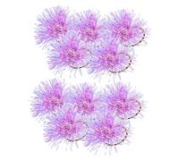 BELLIFFY 10pcs Glittery Pom-pom Hair Ties Shiny Plastic Strips Elastic Ponytail Holders for Women Girls Fashion Hair Accessories