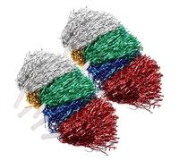 BELLIFFY 10Pcs Lightweight Cheerleading Pom Poms with Smooth Handles Assorted Bright Colors Red Gold Silver Green Blue Handheld Props for Gymnastics Sports Events School Cheers
