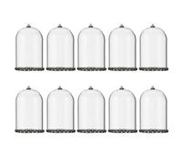 BELLIFFY 10pcs Mini Glass Globe Wishing Bottles with Dome Covers and Antique Lace Base, Small Glass Jars for DIY Jewelry Making, Craft Charms, Wedding and Home Decoration