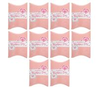 BELLIFFY 10Pcs Pink Valentine’S Day Kraft Paper Pillow Boxes for Candy Packaging, Party Favor Wrapping, Wedding and Birthday Treat Boxes