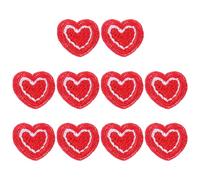 BELLIFFY 10pcs Small Red Heart Cloth Patches DIY Decorative Applique for Clothing Bags Craft Repair Decals with Hot Melt Sticker for Sewing and Clothes Mending
