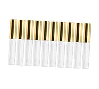 BELLIFFY 10pcs Transparent Lip Gloss Tubes with Golden Caps Plastic Lip Balm Containers for Travel and DIY Cosmetic Use Lightweight and Portable Circular Lipstick Bottles