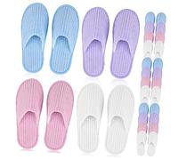 BELLIFFY 12 Pairs Slip Disposable House Slippers for Guests Lightweight Breathable Indoor Spa Slippers for Women Multi Color for Travel and Home Use