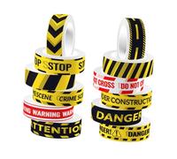 BELLIFFY 12 Rolls DIY Caution Line Washi Tape for Scrapbooking and Journaling Transparent Adhesive Decorative Tape Kit for Crafting Notebook and Stationery Supplies