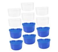 BELLIFFY 12pcs Bird Food Trough Bowls Feeding Containers for Pigeons and Pet Birds Large Transparent and Blue Plastic Feeding Cups Lightweight and Easy to Clean