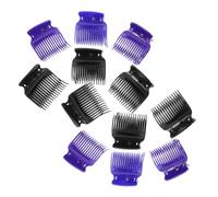 BELLIFFY 12pcs Hot Roller Clips Durable Claw Clips for Securing Hair Curls Non-damaging Heat Resistant Hair Styling Accessories for Women and Girls Black Purple