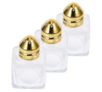 BELLIFFY 15ml Square Glass Spice Jars Set of 3 Gold Lid Salt and Pepper Shakers Kitchen Storage for Seasoning Compact Glass Containers