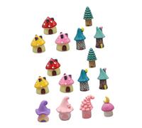 BELLIFFY 16Pcs Miniature Mushroom Fairy House Figurines Lightweight Resin Cake Toppers for Dollhouse Garden Terrarium Decor Creative DIY Fairy Garden Accessories