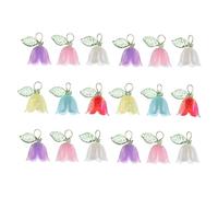 BELLIFFY 18PCS Lily Flower Charms Colorful Beads for DIY Bracelets Necklace Keychain Crafting Floral Leaves Pendants Jewelry Making Accessories