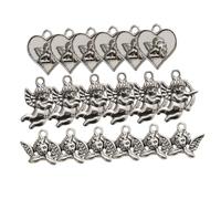 BELLIFFY 18Pcs Silver Angel Charms DIY Jewelry Making Accessories Cupid Thinking Angel Pendants for Necklace Crafting and 3Rd Wedding Anniversary